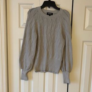Express Light Gray Textured Sweater